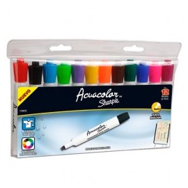 MARCADOR DE AGUA ACUACOLOR SHARPIE DE 12 COLORES