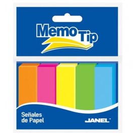 NOTAS ADHESIVAS JANEL SEÑALES 1/2X2" PAPEL 5CLS