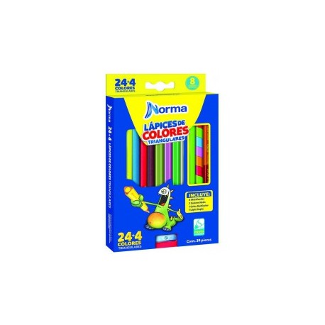 COLORES DE MADERA NORMA TRIANGULARES 24PZ LARGOS