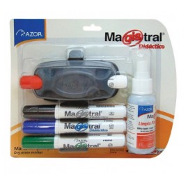 MARCADOR MAGISTRAL DIDACTICO P/PIZARRON 4PZ+BORRADOR+LIQUIDO LIMPIADOR