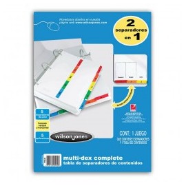 SEPARADOR WILSON JONES MULTIDEX 5 DIVISIONES COLORES