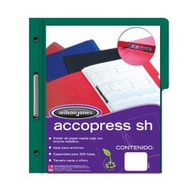 CARPETA T PRESSB CARTA MC WILSON JONES C/BROCHE 8CMS S/PERCALINA VERDE  (Pieza)