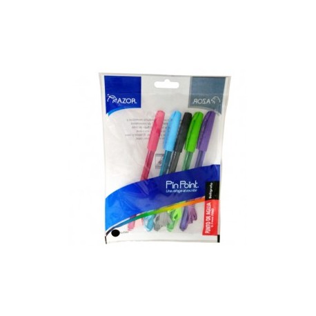 BOLIGRAFO AZOR PIN POINT+CORDON PUNTO FINO 0.7MM COLORES 5PZ