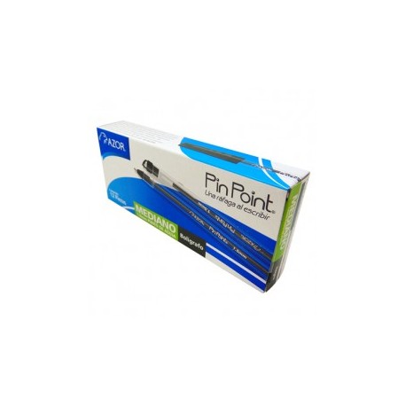 BOLIGRAFO MEDIANO AZOR 1.0MM NEGRO TRANSPARENTE PIN POINT (PIEZA)