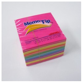 NOTAS ADHESIVAS JANEL MEMOTIP MINICUBO 2X2 NEON C/400