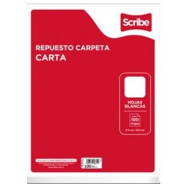 PAPEL REFACCION PARA CARPETA CARTA 100H BLANCA SCRIBE (PIEZA)