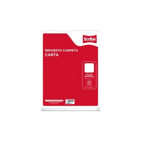 PAPEL REFACCION PARA CARPETA CARTA 100H BLANCA SCRIBE (PIEZA)