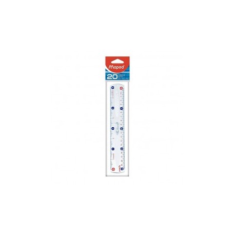 REGLA MAPED DE CRISTAL TRANSPARENTE DE 20CM (PIEZA)