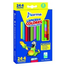 COLORES DE MADERA NORMA TRIANGULARES 24PIEZAS LARGOS (CAJA)