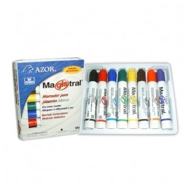 MARCADOR AZOR MAGISTRAL CLASICO 8 COLORES P/PIZARRON BLANCO (PIEZA)