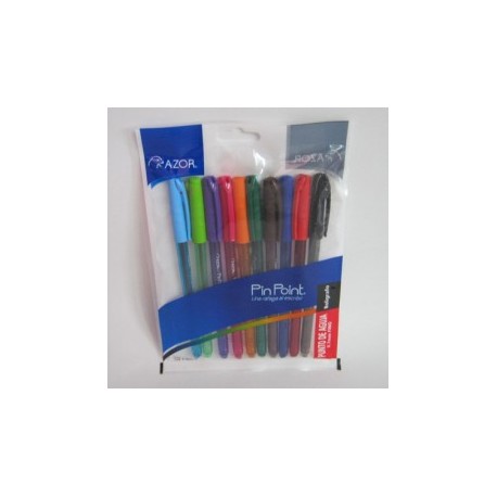 BOLIGRAFO AZOR PIN POINT PUNTO FINO 0.7mm 10PZ COLORES