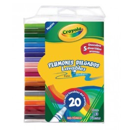 PLUMINES LAVABLES CRAYOLA 20 COLORES