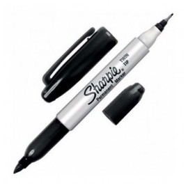 MARCADOR PLUMIN PERMANENTE SHARPIE TWIN TIP NEGRO DOBLE PUNTA