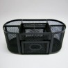 ORGANIZADOR MESH OVALADO CON CAJON METAL NEGRO Y PLATA