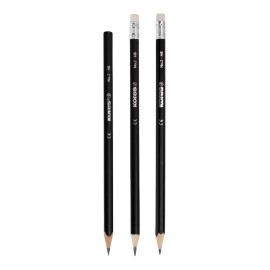 LAPIZ DE GRAFITO KORES TRIANGULAR NEGRO HB W ERASER (PIEZA)