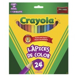 COLORES CRAYOLA DE MADERA 24 PIEZAS LARGOS