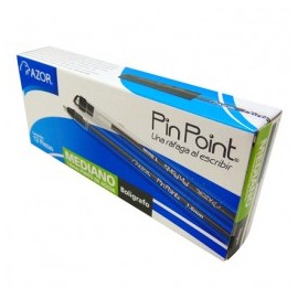 BOLIGRAFO MEDIANO AZOR 1.0MM NEGRO TRANSPARENTE PIN POINT (PIEZA)