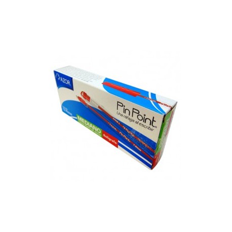 BOLIGRAFO MEDIANO AZOR 1.0MM ROJA TRANSPARENTE PIN POINT (PIEZA)
