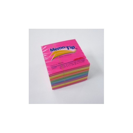 NOTAS ADHESIVAS JANEL MEMOTIP MINICUBO 2X2 NEON C/400