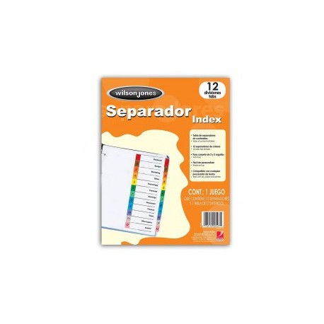 SEPARADOR BRISTOL WILSON JONES 12DIVISIONES CEJA COLORES  (PIEZA)