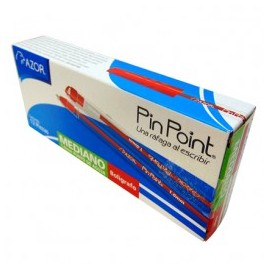 BOLIGRAFO MEDIANO AZOR 1.0MM ROJA TRANSPARENTE PIN POINT