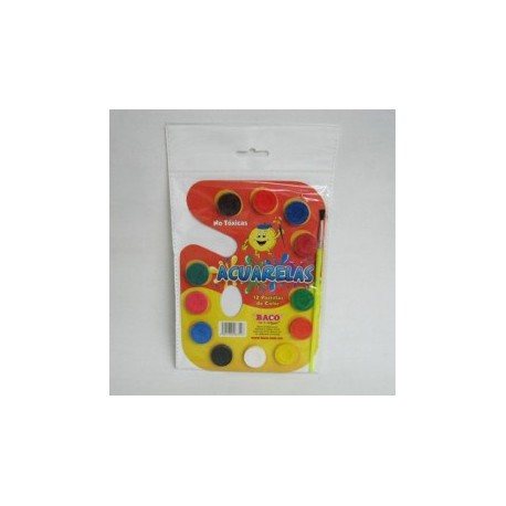 ACUARELAS BACO PALETA DE CARTON 12 COLORES